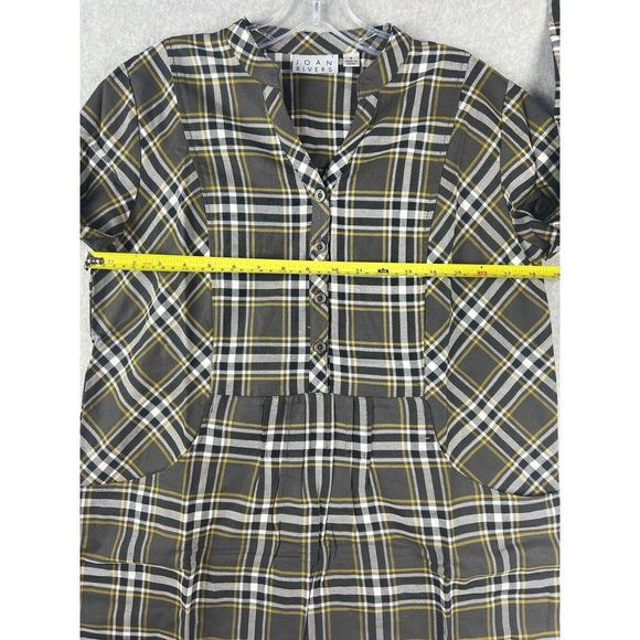 Joan Rivers Blouse Womens 6 Plaid Cottage Core Long Sleeve Peplum Button Casual - Picture 6 of 16